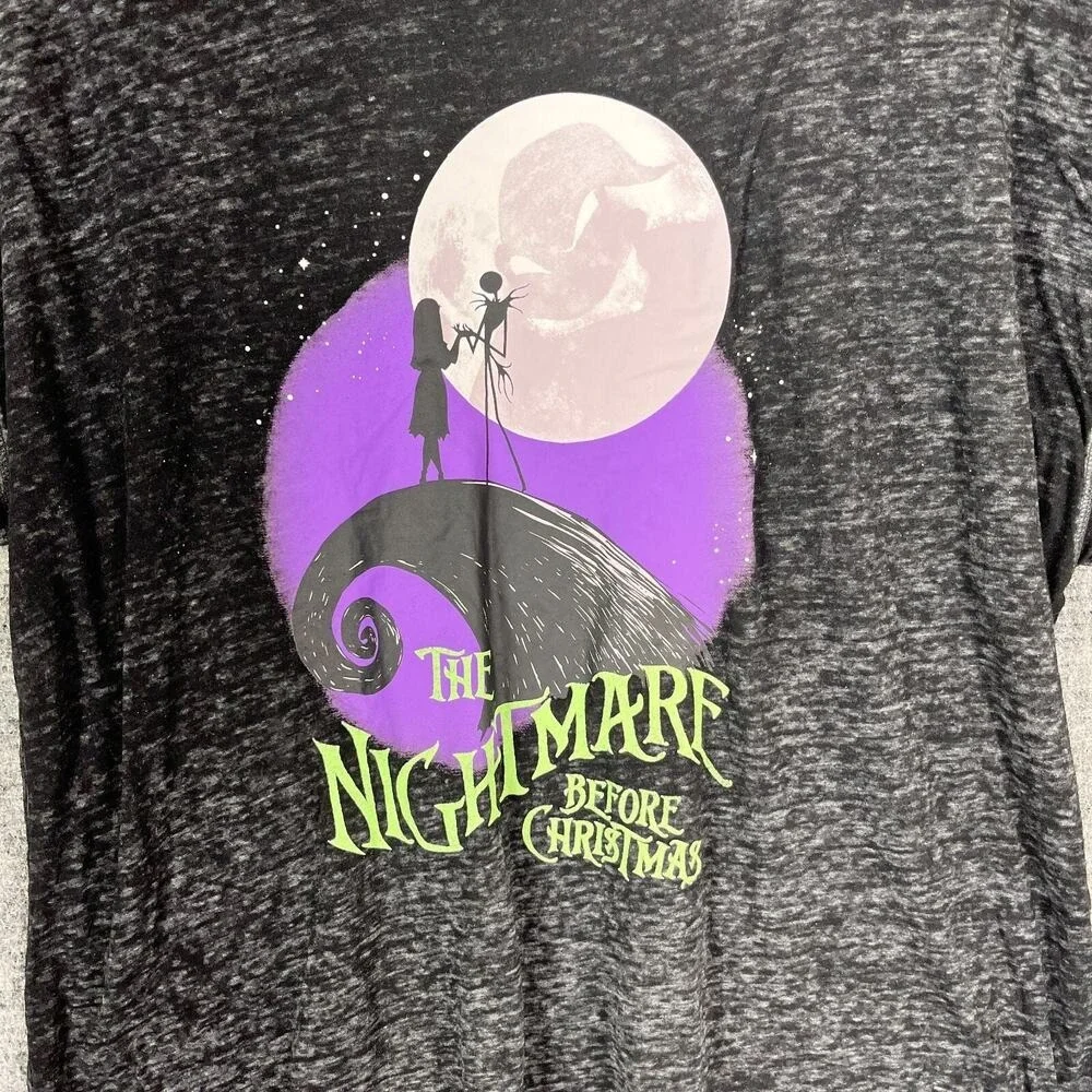 Nightmare Before Christmas Shirt Womens 3X Pajama Top Sleepwear Black Burnout‎ - Picture 4 of 10
